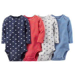 Baby Boy 4-pk Long Sleeve Bodysuits Football
